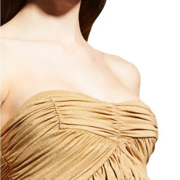 Ruched gold sparkly tube top - Picture 2 of 4